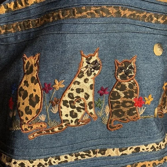 Vintage Casey & Max Denim Cat Vest Size Medium NWT - Picture 6 of 11
